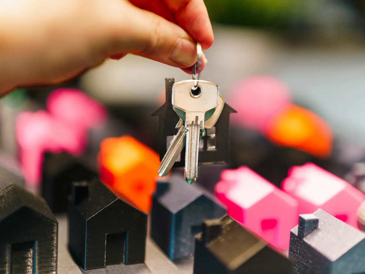 Llaves de una vivienda sobre casas en miniatura